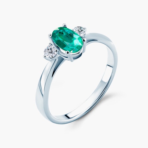 Pierścionek Secret Garden: białe złoto, szmaragd